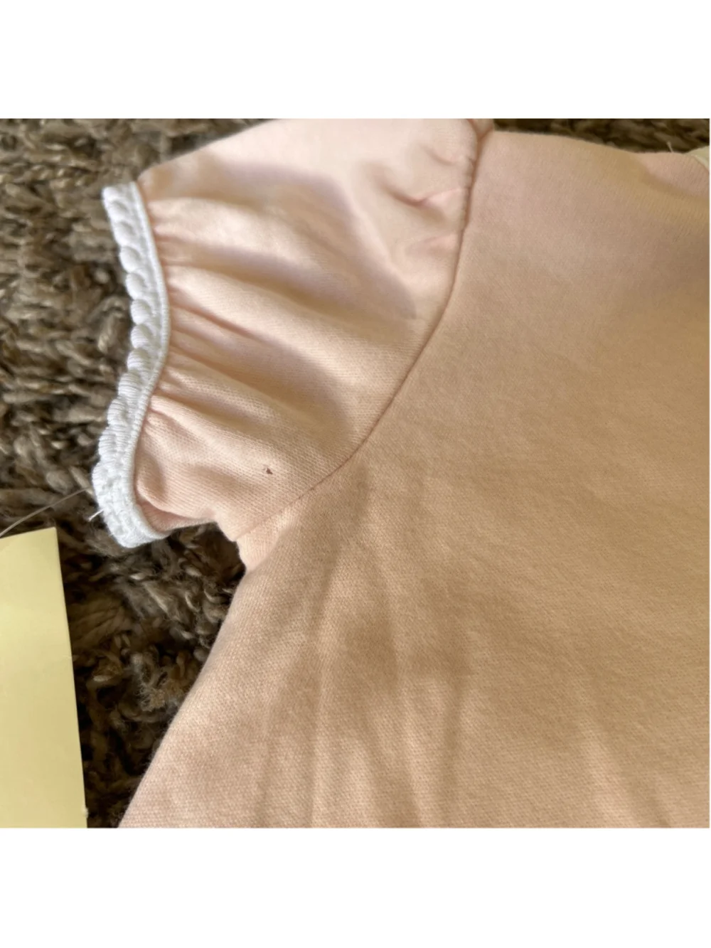 Baby Girl Ralph Lauren 100% Cotton Bodysuit 6 Months Pink White Scalloped Hems